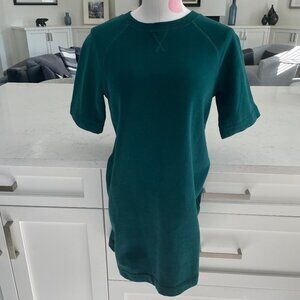PGD Fleece Crew Neck S Slv Cotton Poly Blend Sweatshirt Mini Dress Green Sz XXS